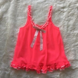 Victoria’s Secret Hot Pink Ruffle Babydoll w/ Bow